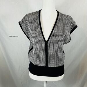 Club Monaco Women's Marled Tweed Black Grey Top Vest Size L